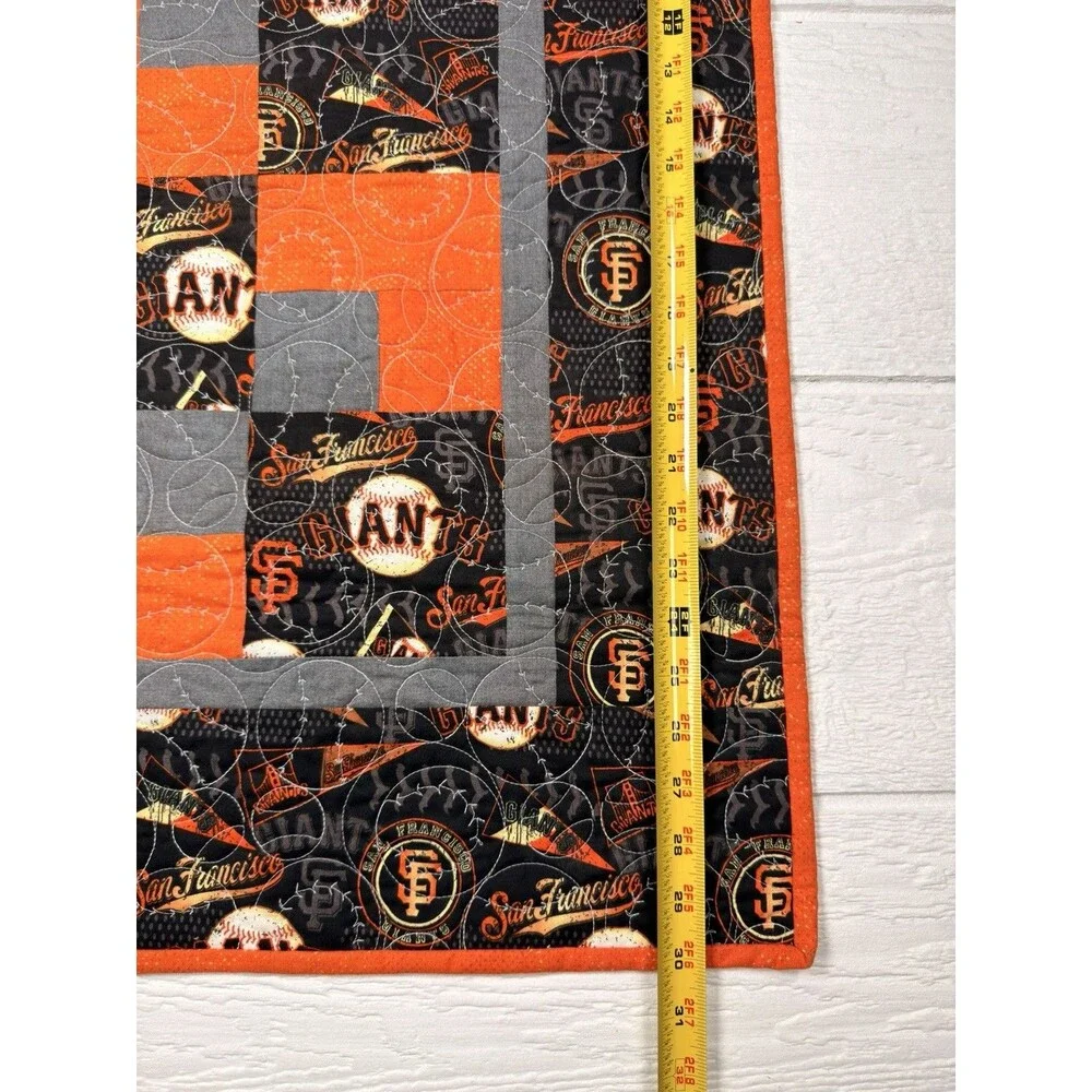SF Giants Reversible Handmade Quilt Blanket 30x30 MLB Baseball Stitch Patchwork